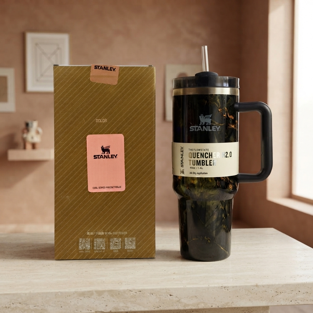 Stanley Quencher H2.0 FlowState Tumbler - Drinkware Accessory Designed For Liquid Hydration And Daily Travel Routine - Black Marble (1200ML) view 2