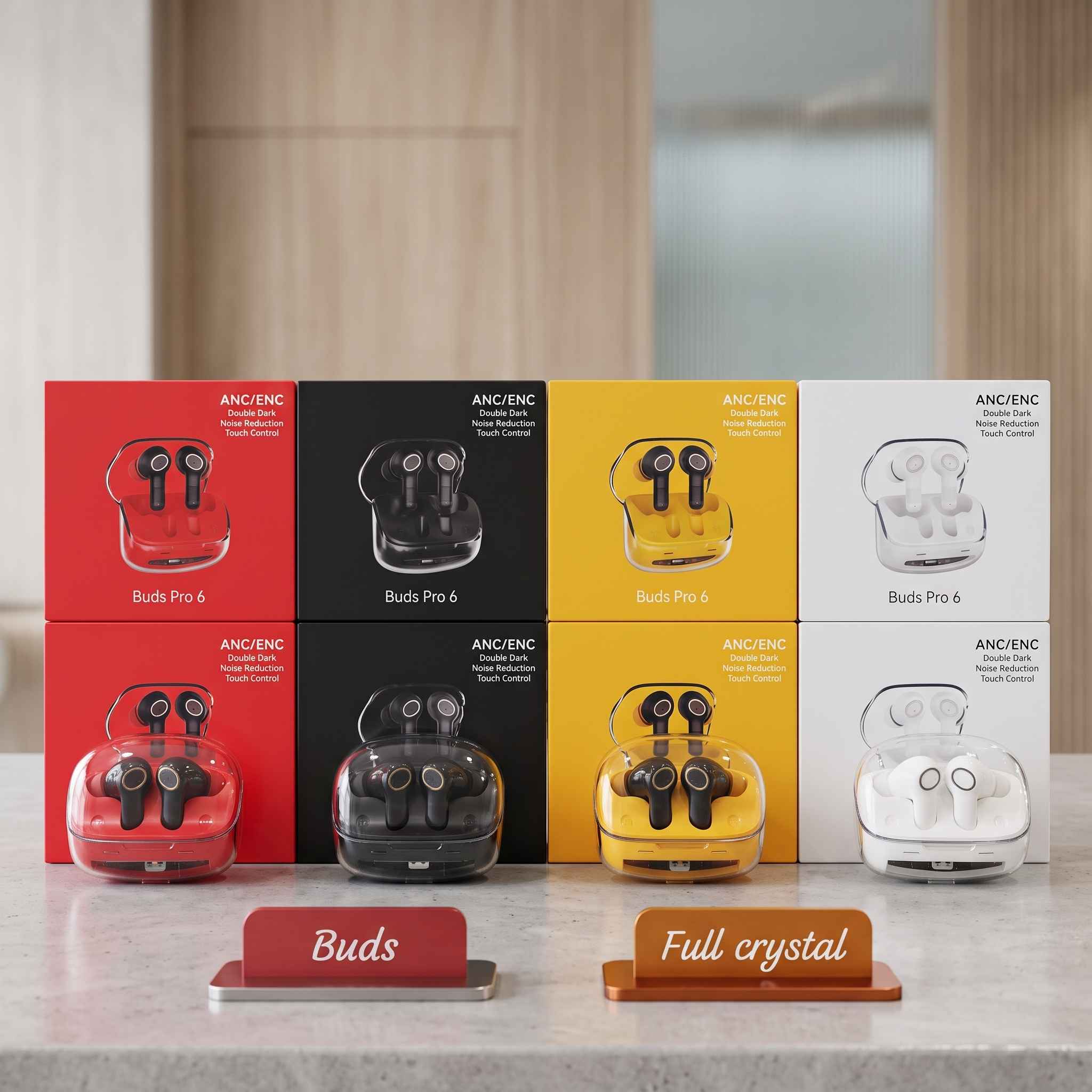 Buds Pro 6 Earbuds - New Crystal Design (Random Colour)