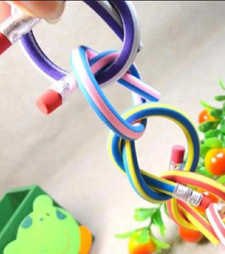Bendy Flexible Soft Pencil With Eraser For Kids (Pack of 10) thumbnail 2