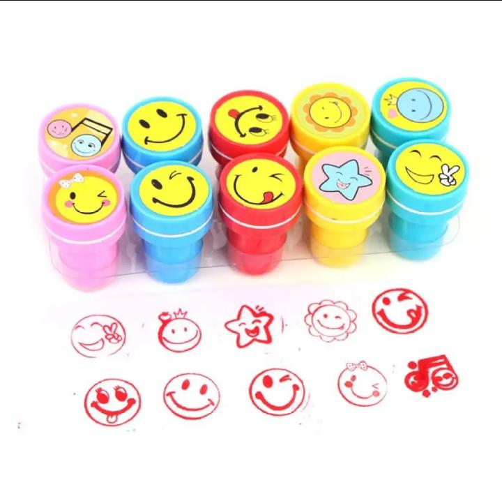 Pack of 10 - Cute Emoji Stamp Set Kids Arts And Crafts Stamper - Stationery Accessory Designed For Creative Stamping And Daily Craft Routine (Random Emojis) thumbnail 3