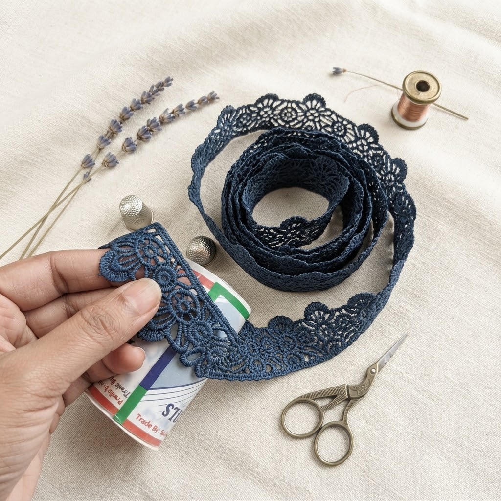 Premium Quality Shatal Lace Fabric Trim For Sewing And Garment Decoration - 14 yard (12.8 Meter) view 2