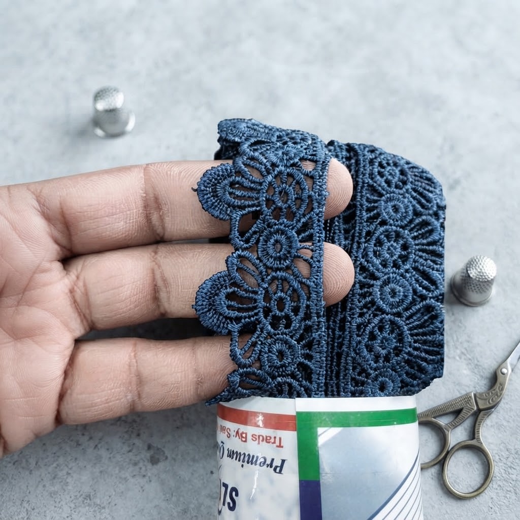 Premium Quality Shatal Lace Fabric Trim For Sewing And Garment Decoration - 14 yard (12.8 Meter)