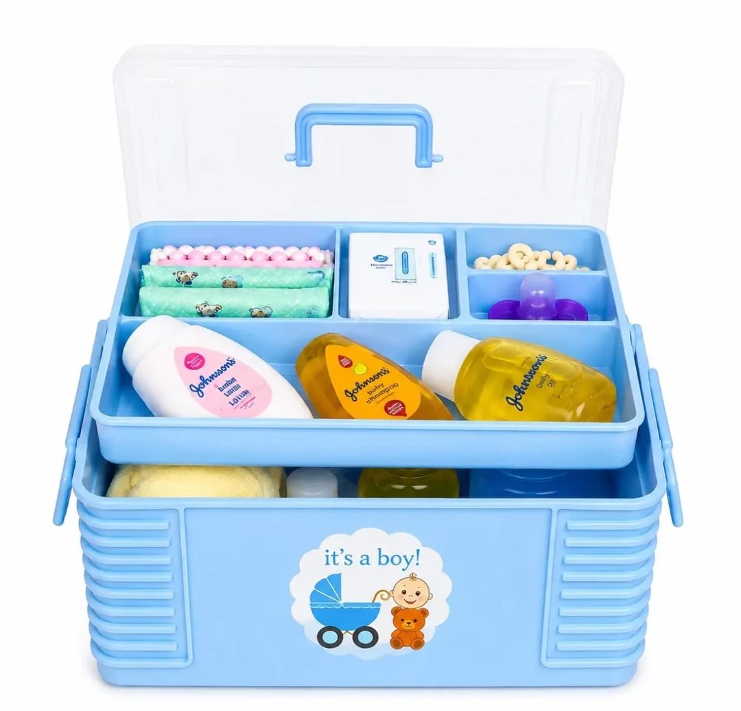 Portable Baby Care Storage Box for Nursery Organization (Random Color)