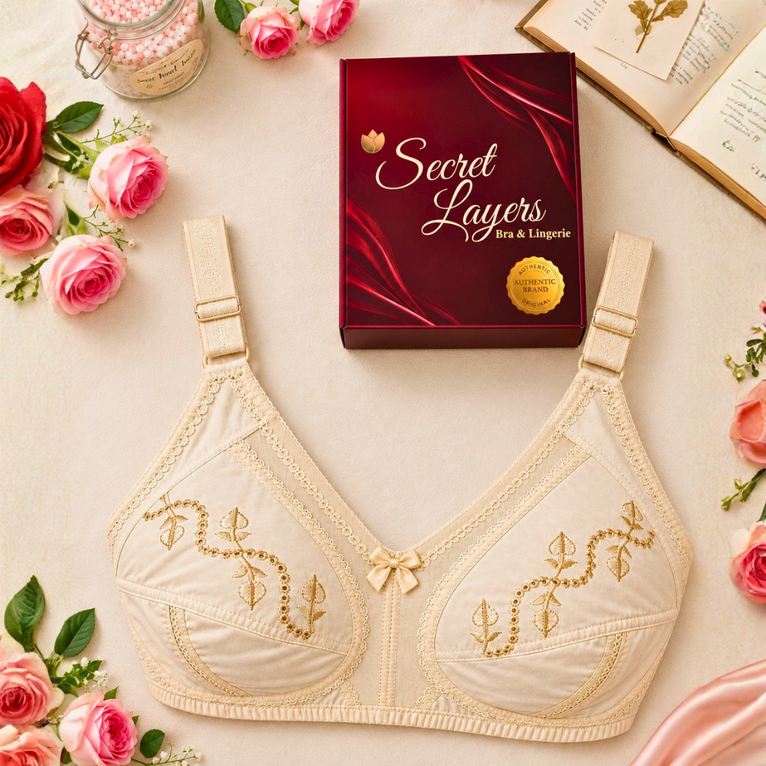 SL Comfort Plus Premium Ladies Bra - Skin Color - Front Embroidery Design with Lace Detailing thumbnail 2