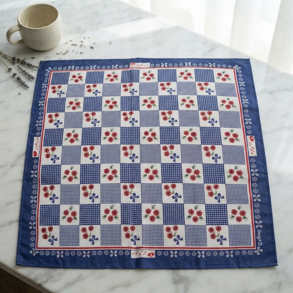 12 Pcs Classic Premium Pure Cotton Table-Printed Roti Romal/ Chouras Regular Romaal (23.5" x 23.5") – Random Color / Design thumbnail 2
