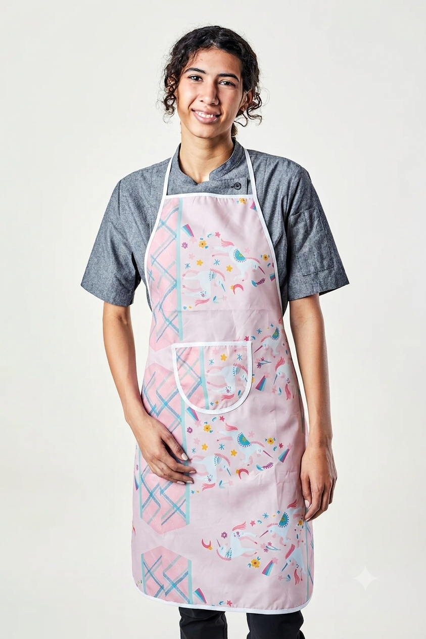 12 Pcs Classic Professional Parachute Cloth Kitchen Apron with Pocket & Contrast Piping (23" x 35") | Random Color thumbnail 4