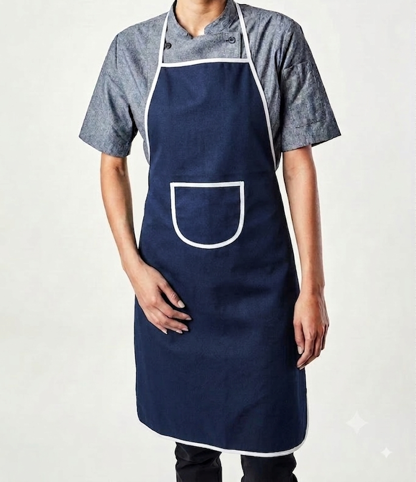 12 Pcs Classic Professional Parachute Cloth Kitchen Apron with Pocket & Contrast Piping (23" x 35") | Random Color thumbnail 3