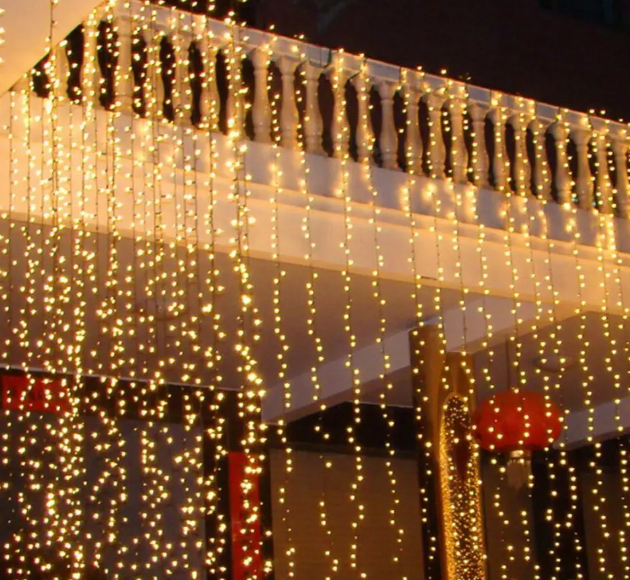 LED Fairy Light Curtain Jaal Golden Color For Room Wall Decoration Function Party Birthday Wedding - Electronics Accessory Designed For Lighting  - 10x10 Ft