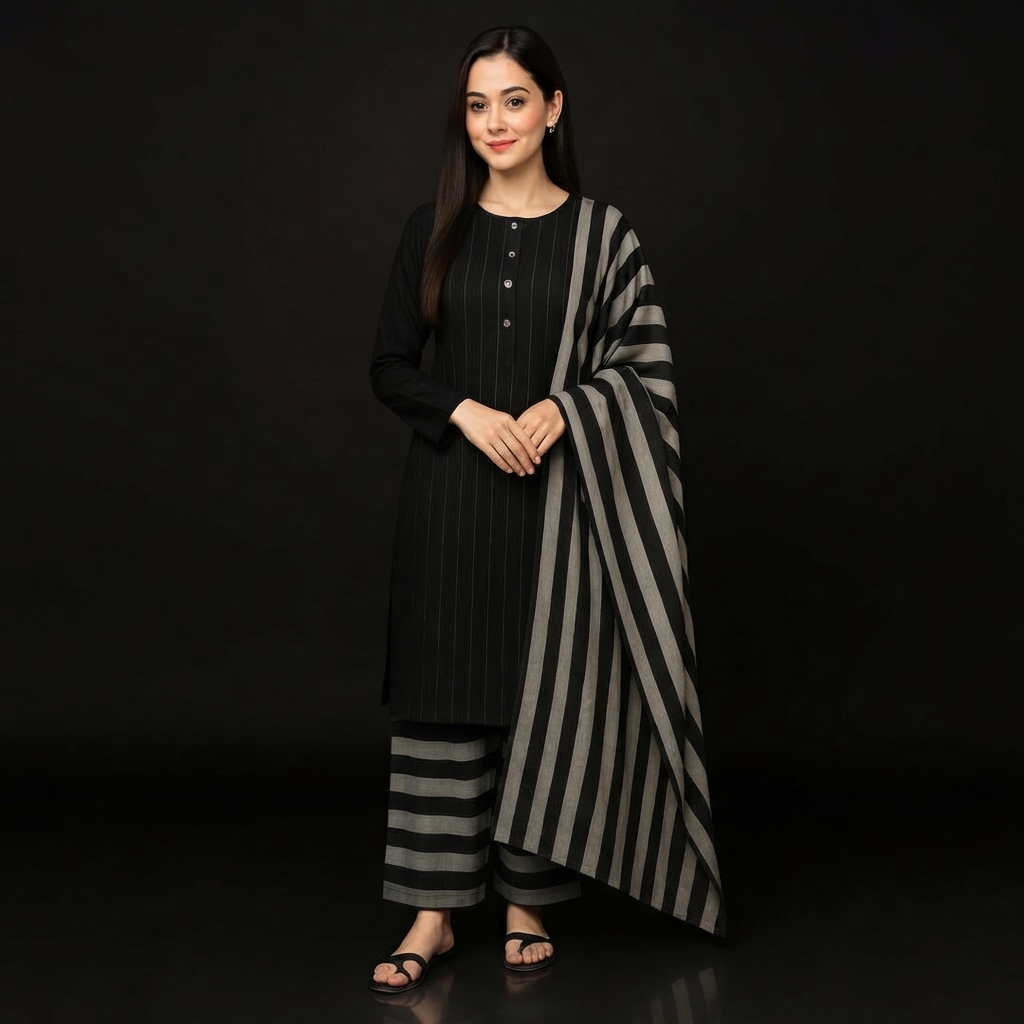 Unstitched Sussi Marina 3-Piece Suit - Apparel Accessory Designed For Fashion Styling And Daily Wardrobe Routine - Black thumbnail 2