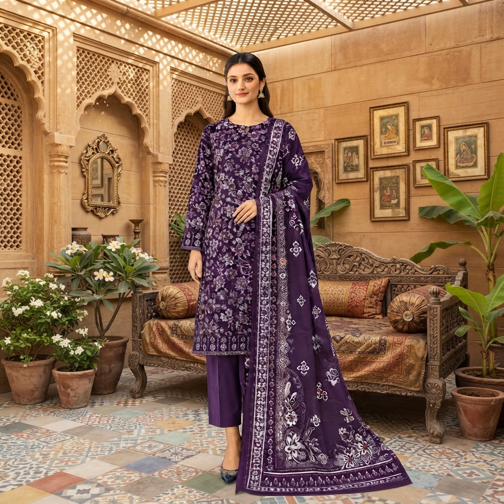 SAPPHIRE - 3 Pcs Printed Lawn Suit Unstitched - Apparel Accessory Designed For Fashion Styling And Daily Wardrobe Routine thumbnail 2