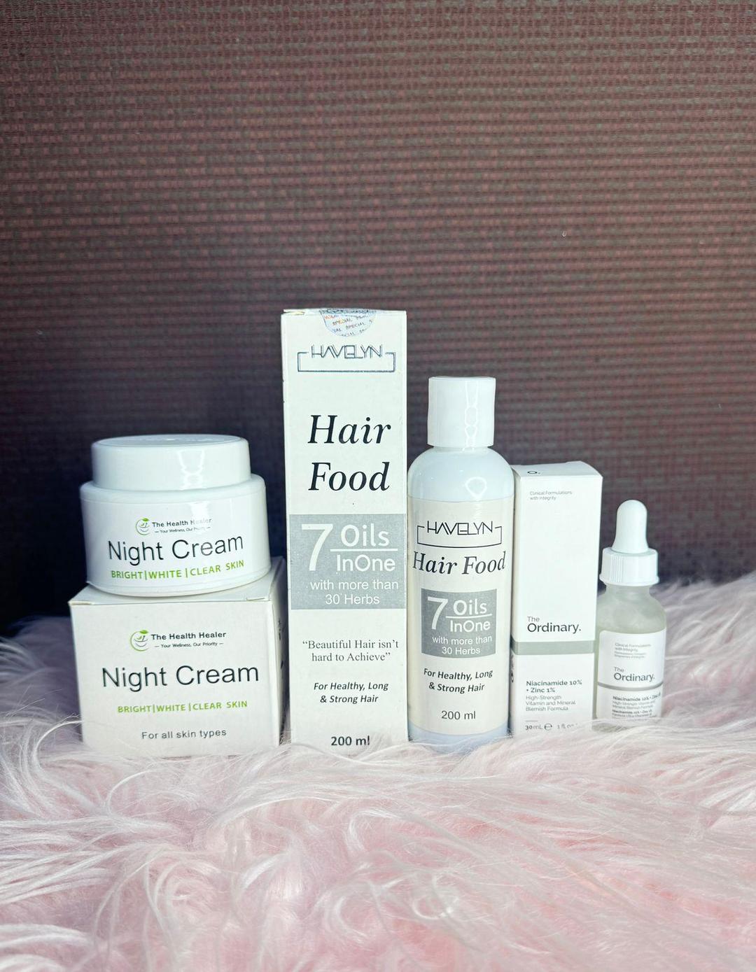 3 in 1 Skin Care, Hair Care Bundle - Hair Oil, Night Creams and Niacinamide Serum thumbnail 3