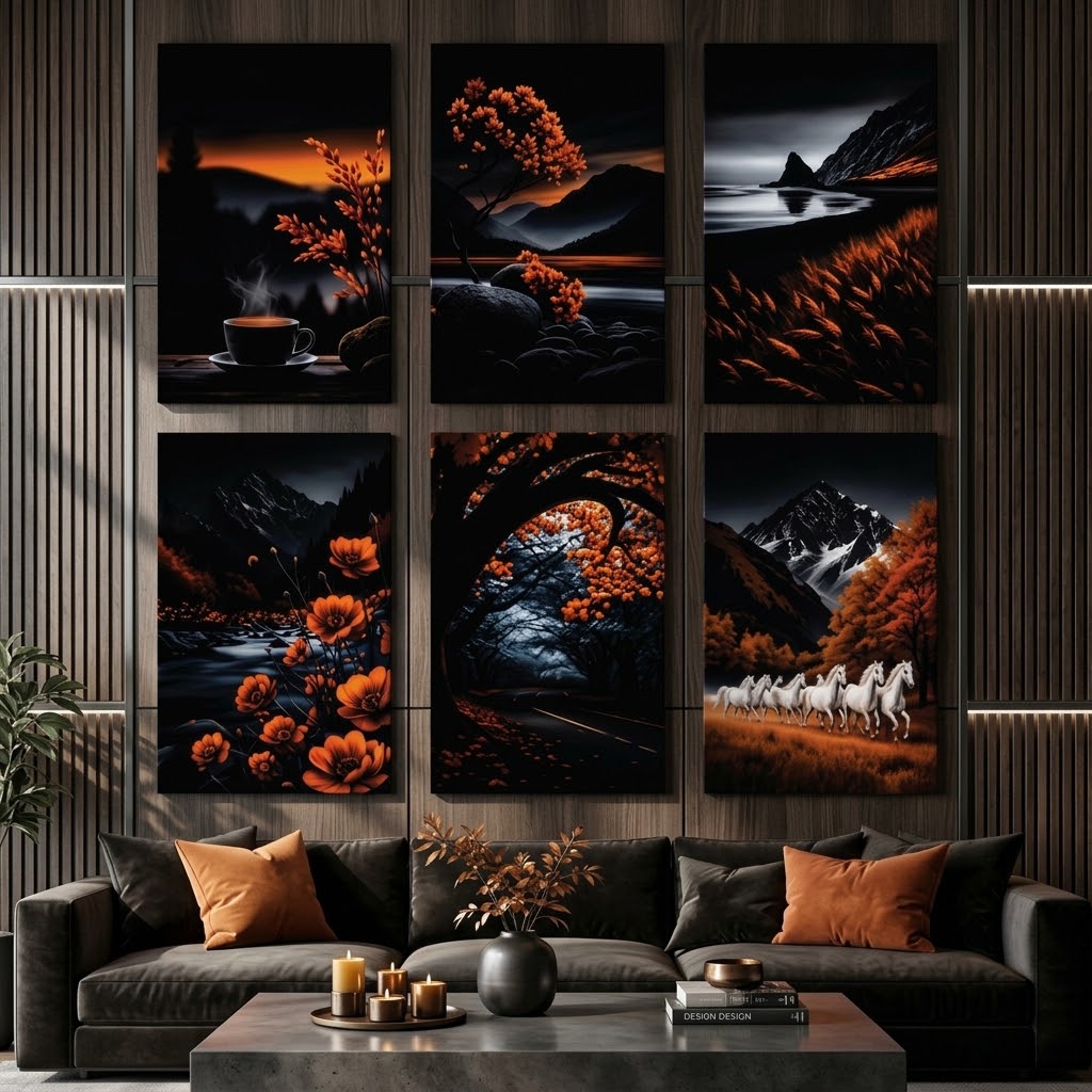 Set of 6 Premium Wall Art Photo Tiles – Modern Home Decor Sets 8x11