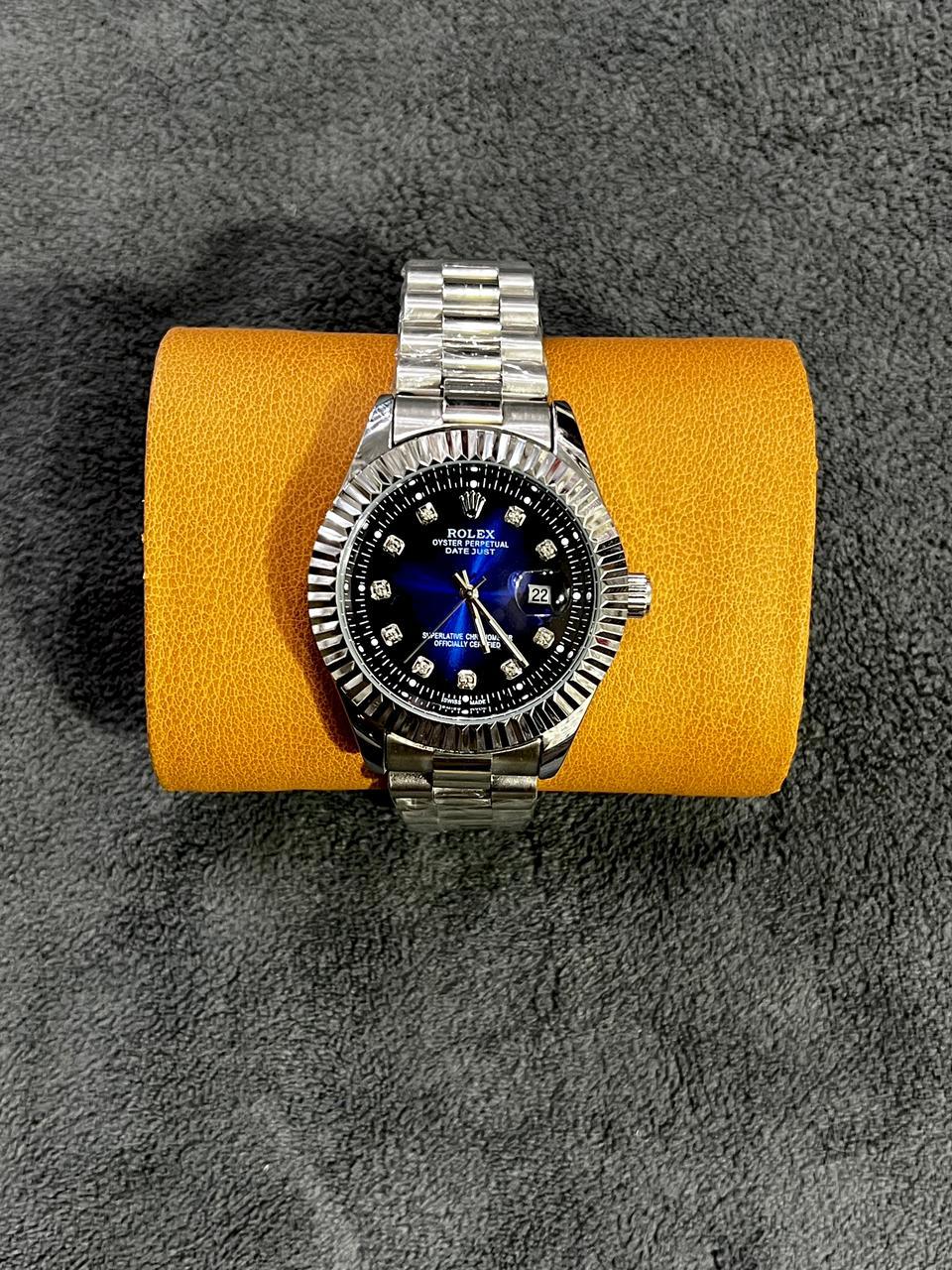 Rolex Oyster Perpetual Datejust Inspired Watch (Blue Dial) – Classic Luxury Timepiece view 4