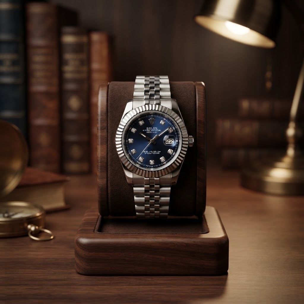 Rolex Oyster Perpetual Datejust Inspired Watch (Blue Dial) – Classic Luxury Timepiece view 2