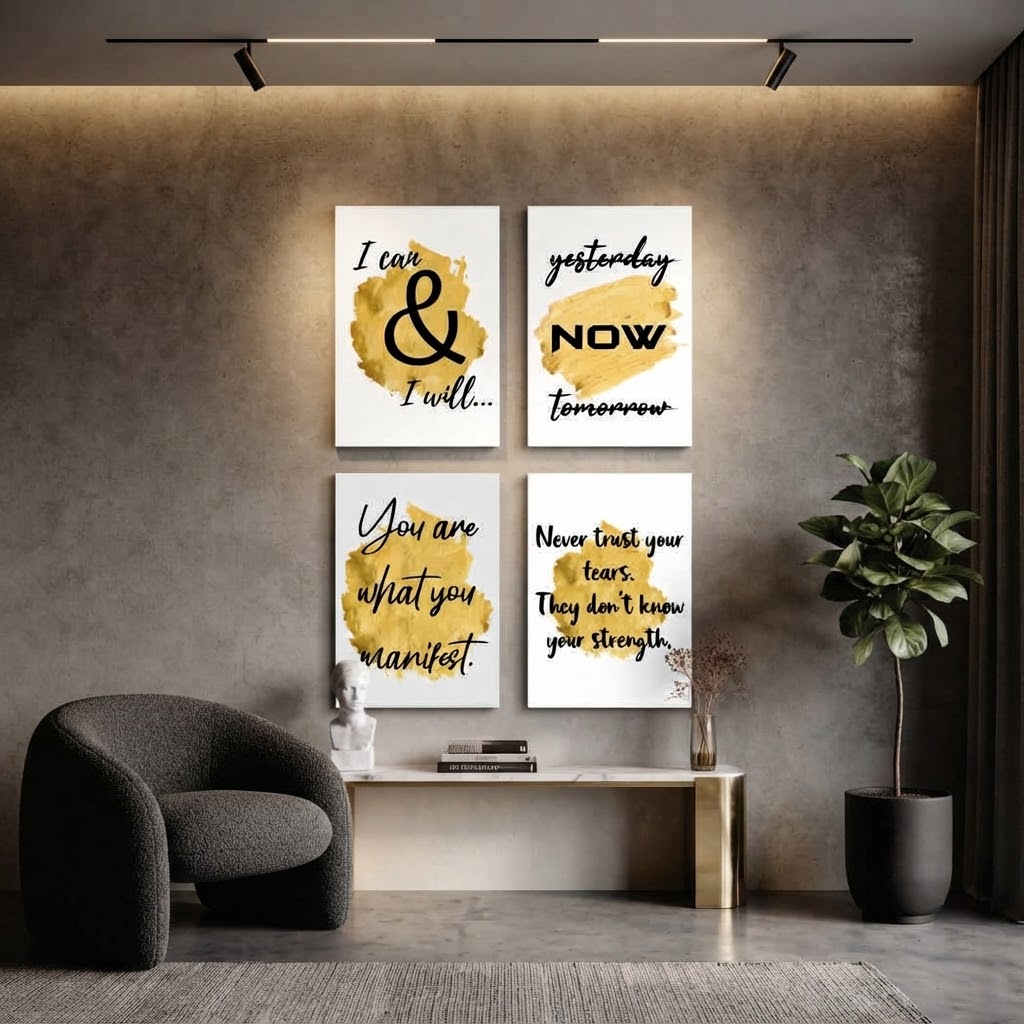 Set of 4 Premium Wall Art Photo Tiles – Modern Home Decor Sets 8x11