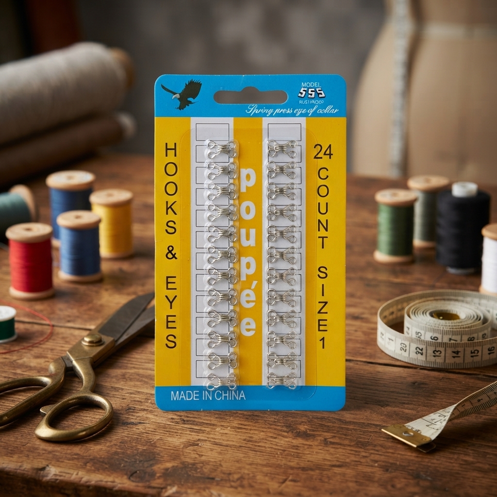 Model 555 Hooks & Eyes Size 1 | 24 Pieces In Card | Durable Sewing Accessory thumbnail 3