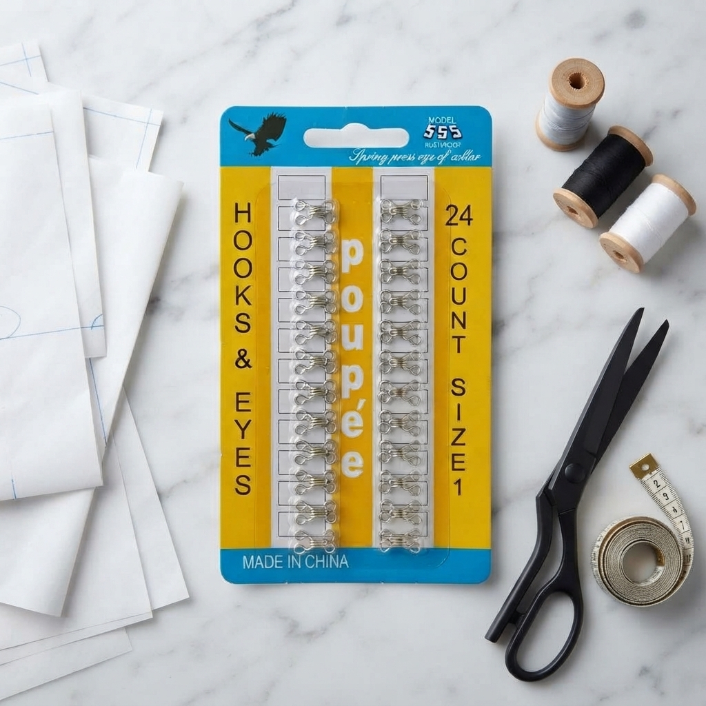 Model 555 Hooks & Eyes Size 1 | 24 Pieces In Card | Durable Sewing Accessory thumbnail 2
