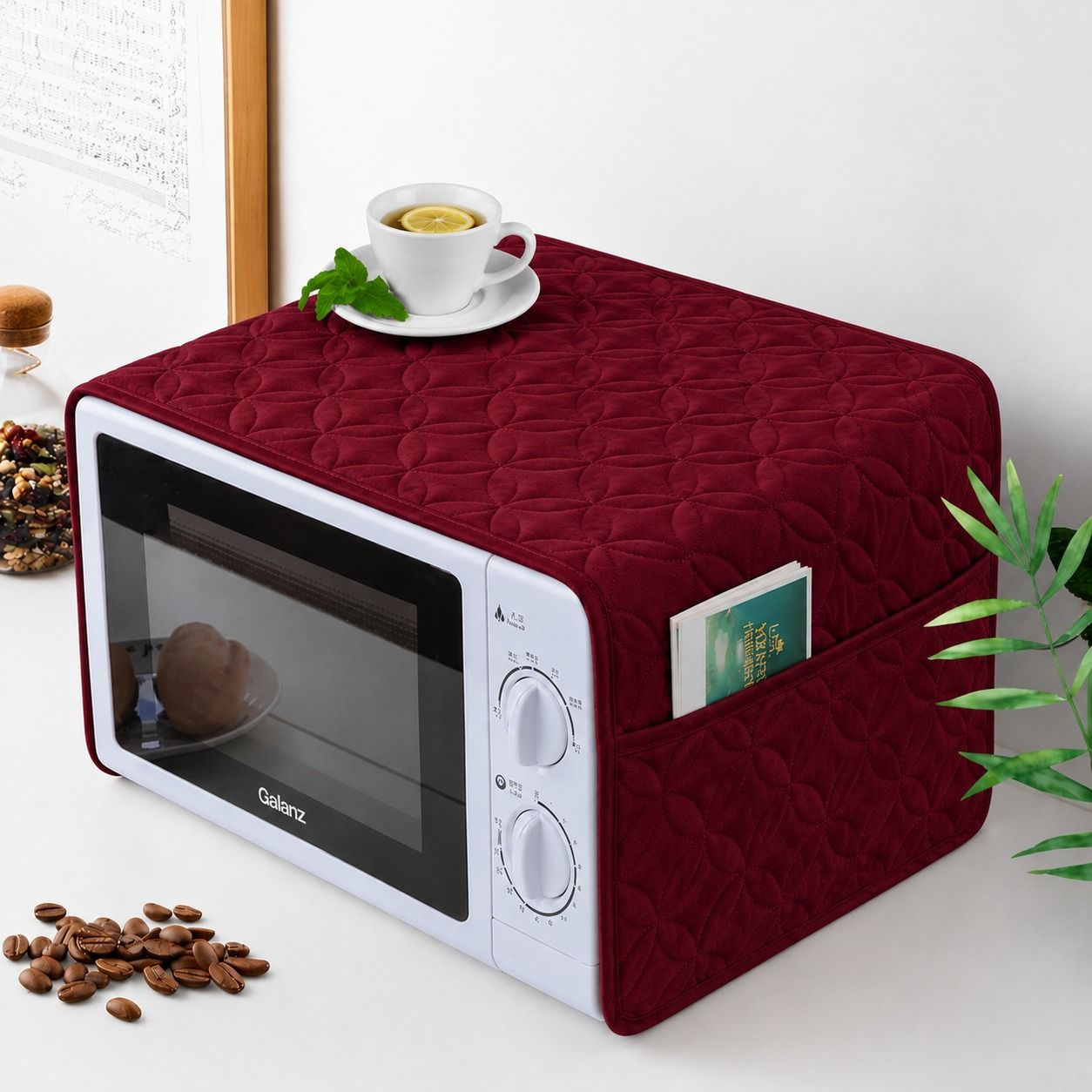 Ultrasonic Quilted Microwave & Oven Top Dust Cover – Protective Kitchen Appliance Cover thumbnail 5