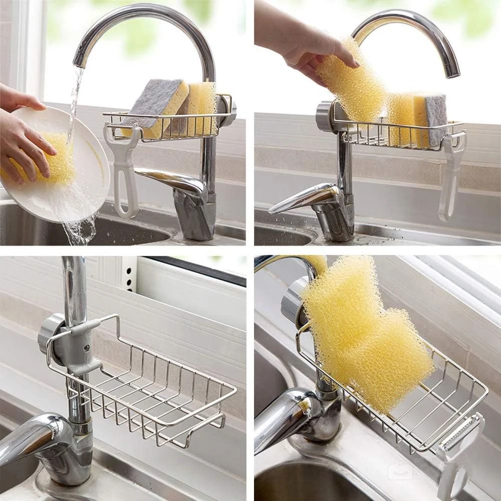 Stainless Steel Sink Faucet Organizer - Kitchen Accessory Designed For Storage Organization And Daily Sink Routine thumbnail 2