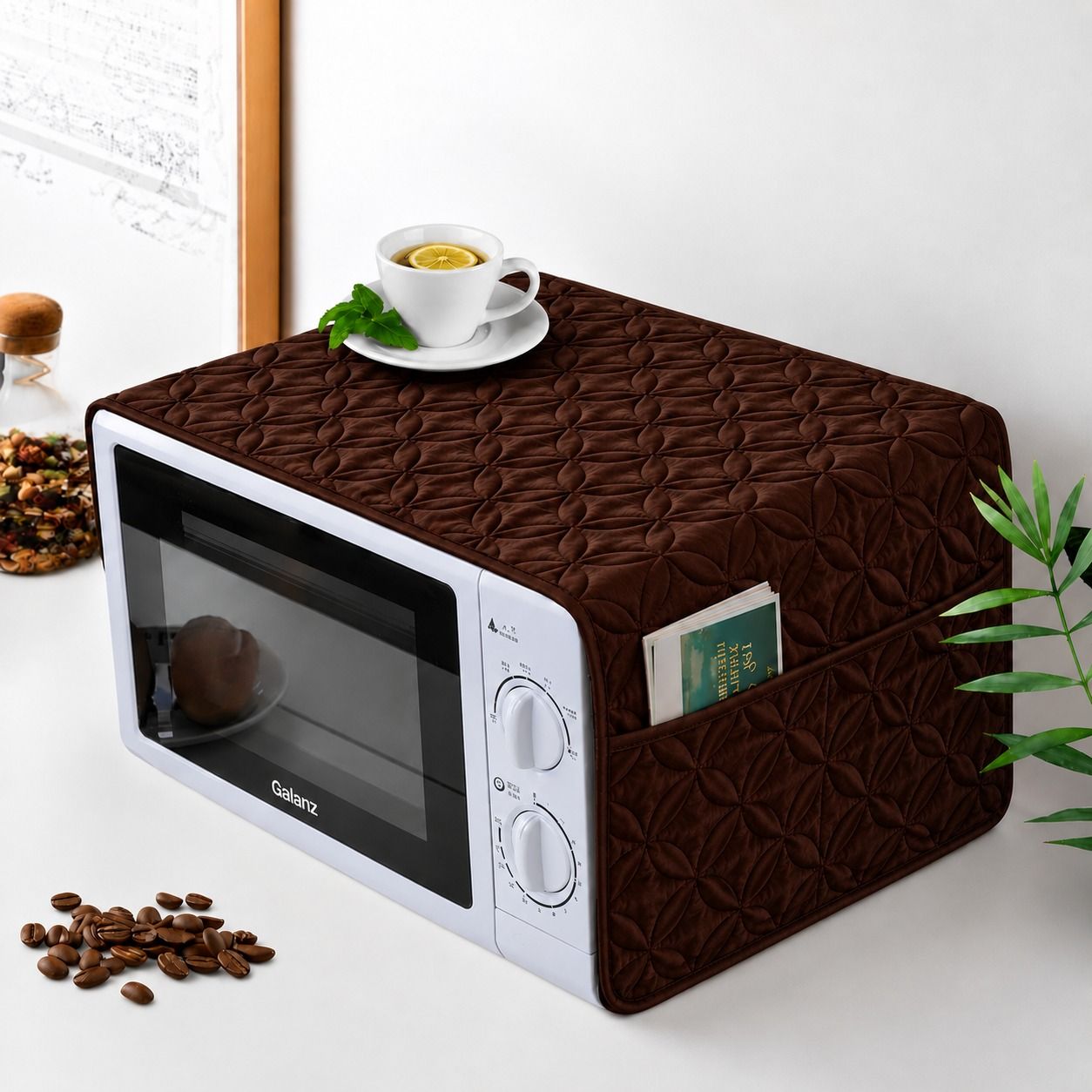 Ultrasonic Quilted Microwave & Oven Top Dust Cover – Protective Kitchen Appliance Cover thumbnail 4