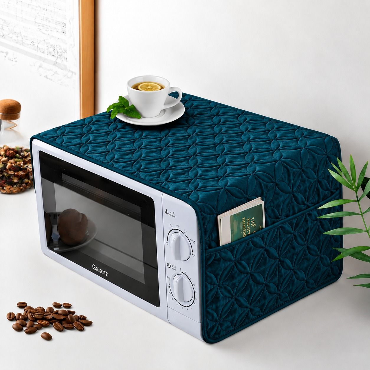 Ultrasonic Quilted Microwave & Oven Top Dust Cover – Protective Kitchen Appliance Cover thumbnail 3