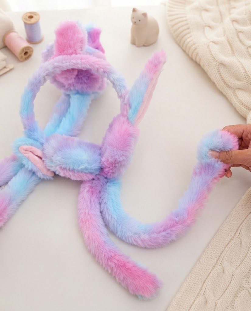 Soft Plush Bunny Ear Design Winter Earmuffs thumbnail 2