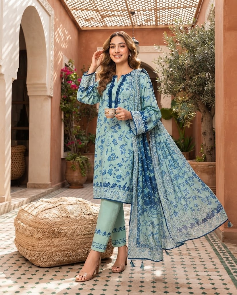 Farah Printed 3-Piece Lawn Suit with Printed Dupatta - Buy Online in Pakistan at Zenbu Store
