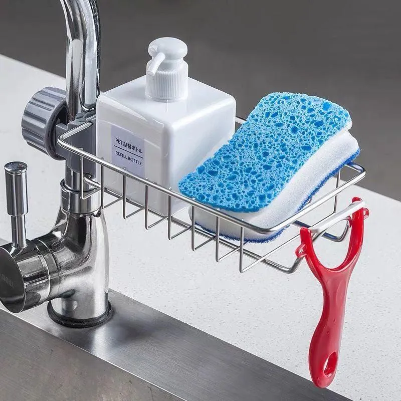 Stainless Steel Sink Faucet Organizer - Kitchen Accessory Designed For Storage Organization And Daily Sink Routine thumbnail 3
