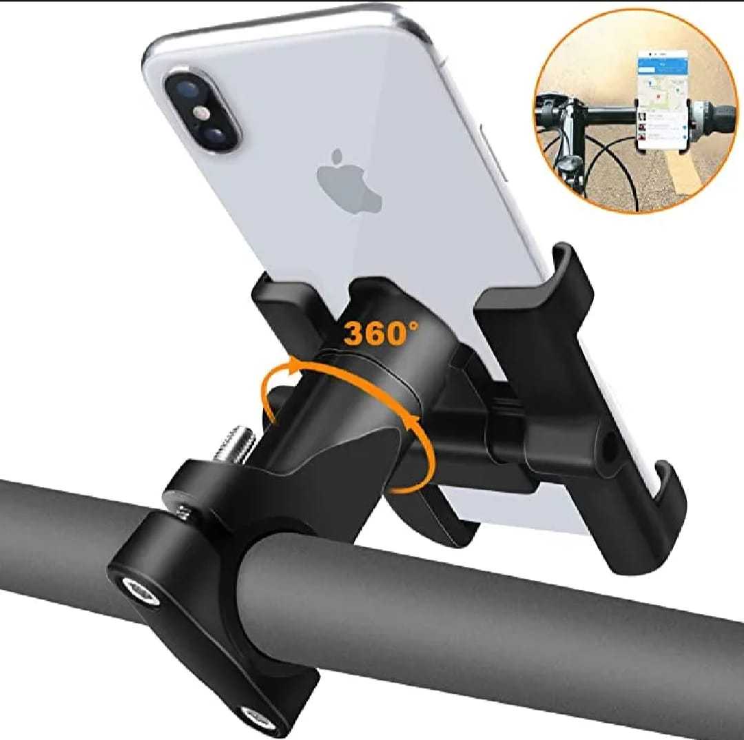 Aluminum Alloy Motorcycle & Bike Phone Holder – Universal Handlebar Mobile Mount thumbnail 2