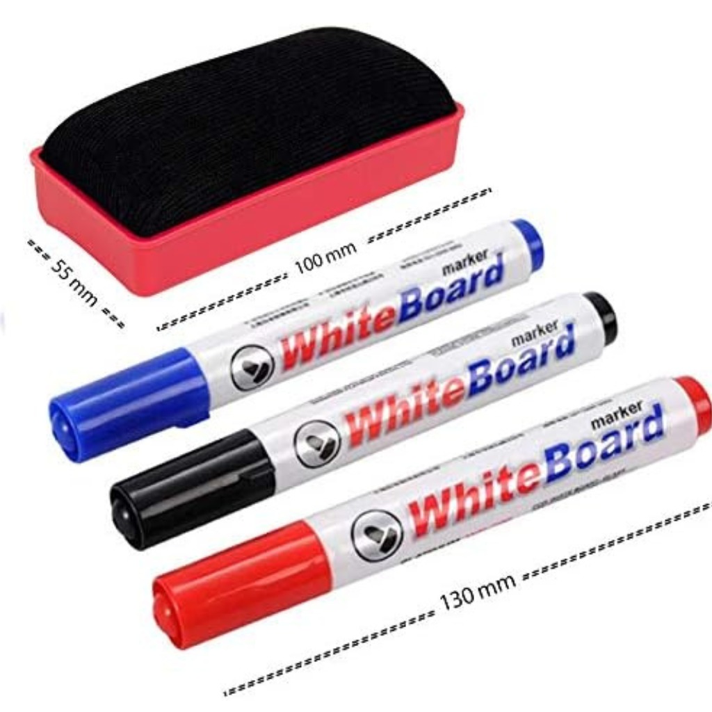 Whiteboard Marker Set 3+1 – Dry Erase Marker Set for Whiteboards, School Office Classroom and Home Use