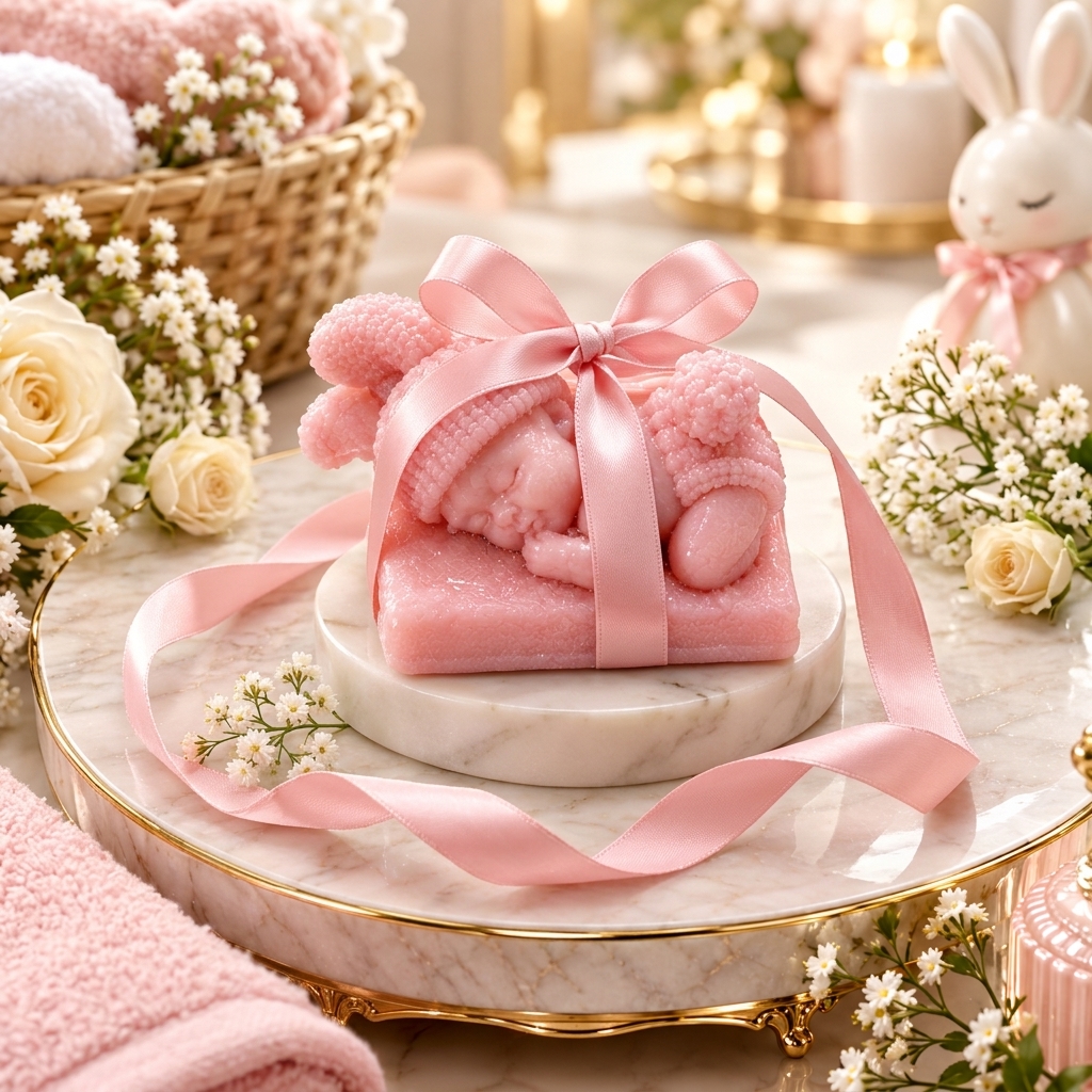 1 Pc - Baby Special Gift Soap - Personal Care Accessory Designed For Styling And Daily Routine - 100g (Soft Pink) thumbnail 3