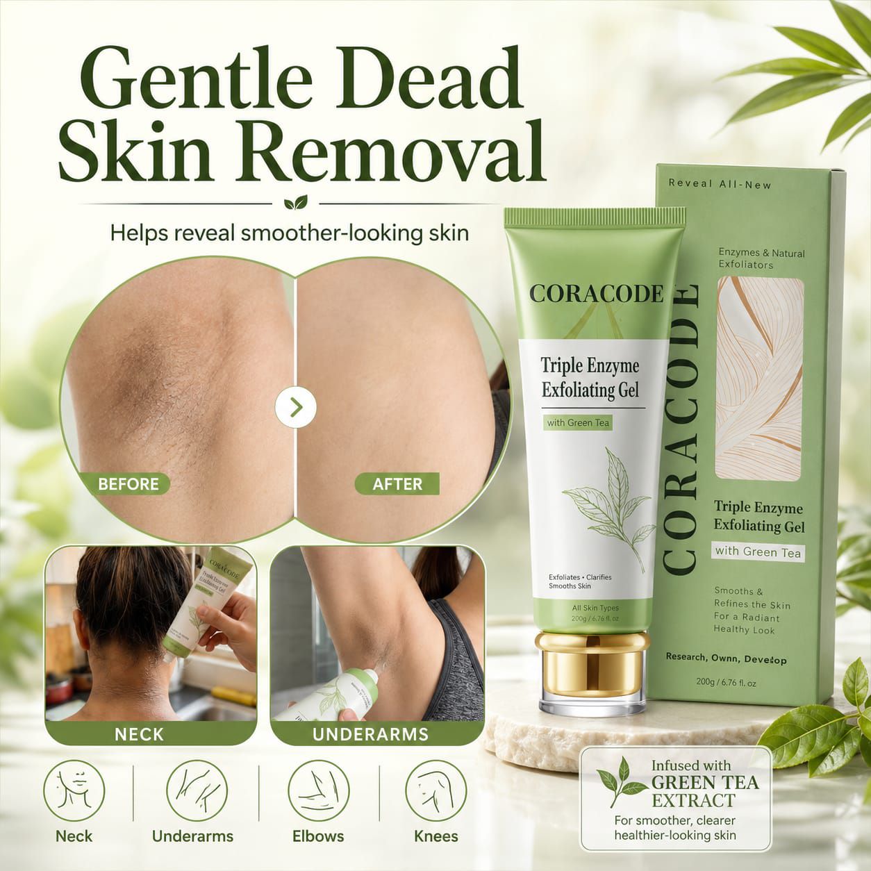 Coracode Triple Enzyme Exfoliating Gel – Gentle Face & Skin Exfoliator - 100g thumbnail 5