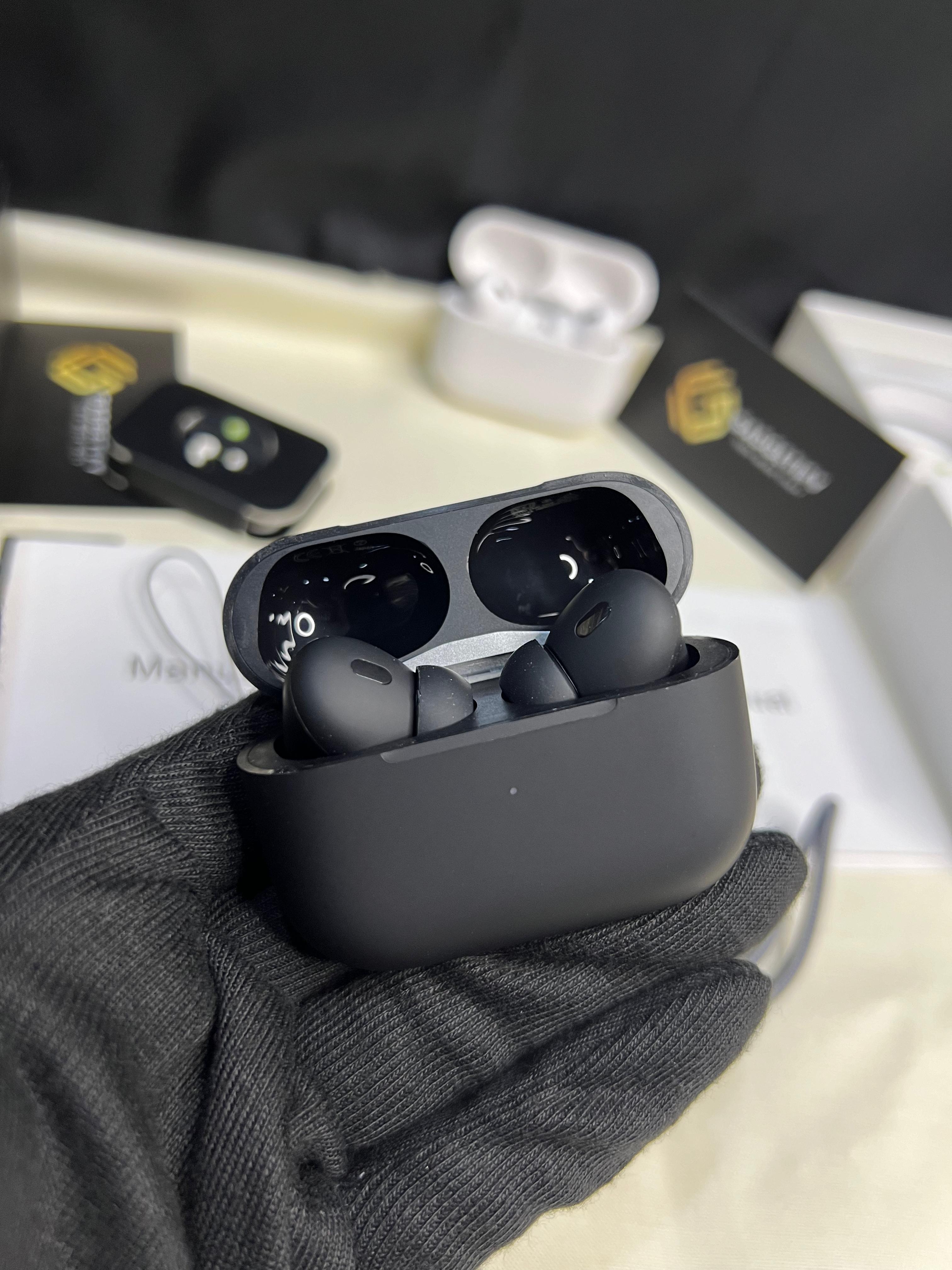 Premium Black AirPods – Wireless Bluetooth Earbuds with Smart Touch, Powerful Bass & Stylish . thumbnail 3