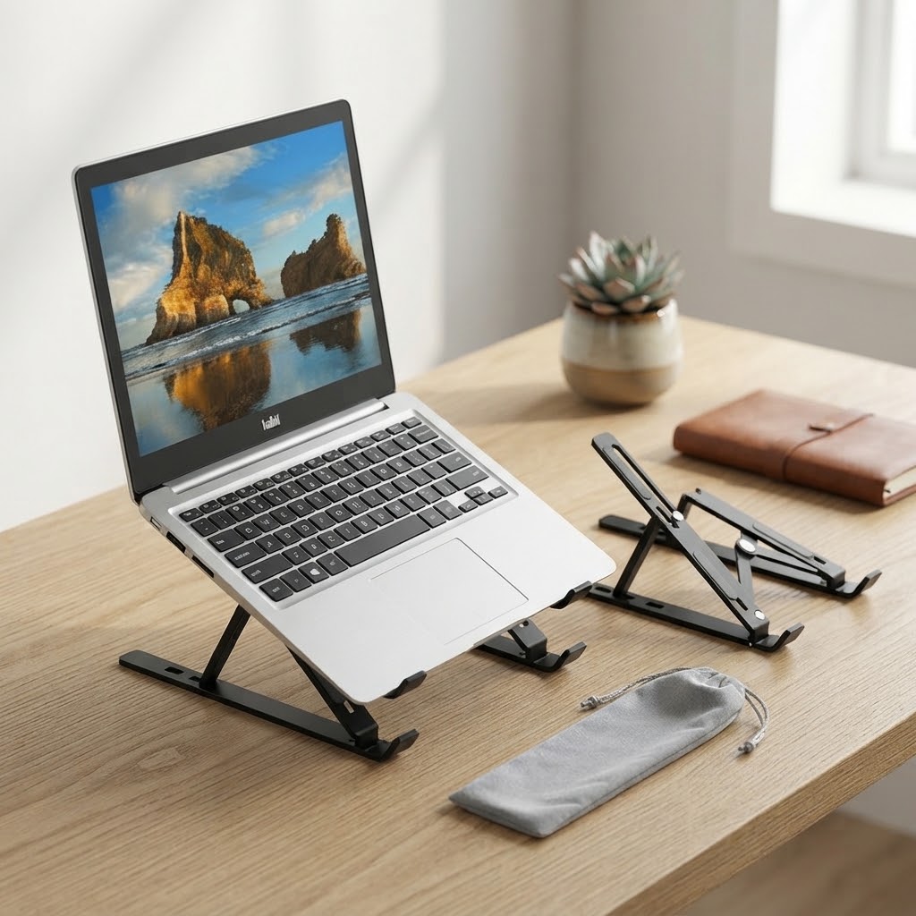 Premium Plastic Laptop Stand – Lightweight & Durable Foldable Laptop Holder, Ergonomic Desk Stand for Laptop, Notebook & MacBook Random Color thumbnail 2