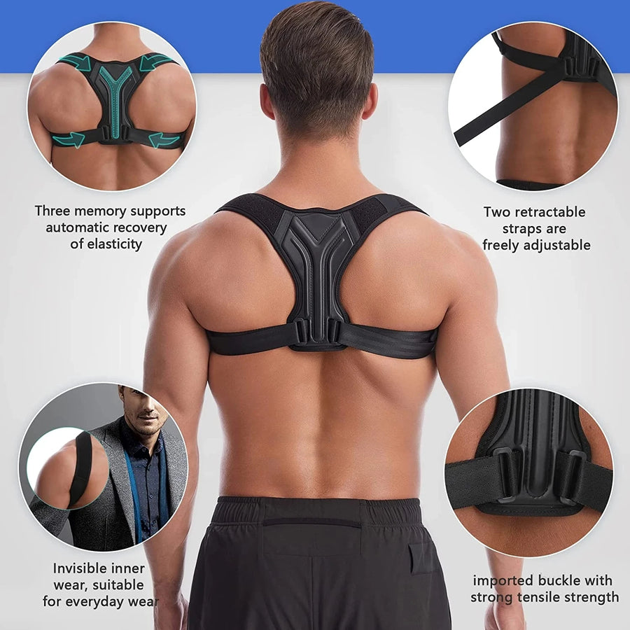 Adjustable Shoulder Back-Belt for Men & Women | Posture Support Brace Free Size thumbnail 3