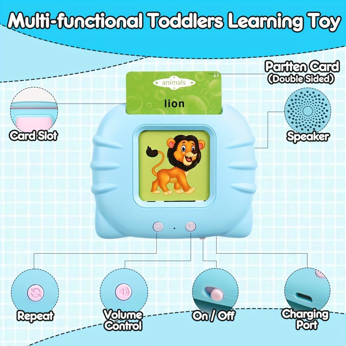 Multi-functional Interactive Flash Card Learning Toy for Toddlers 1 Reader unit and 112 cards thumbnail 5