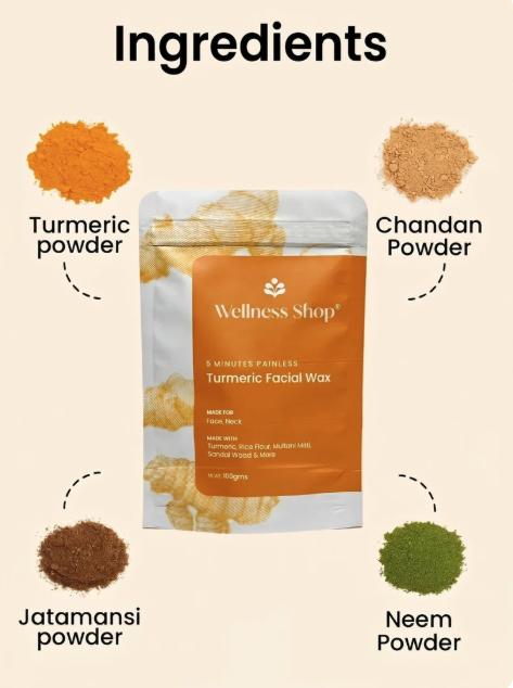 Turmeric Facial Wax - 5 Minutes Painless Herbal Wax Powder 100g thumbnail 3