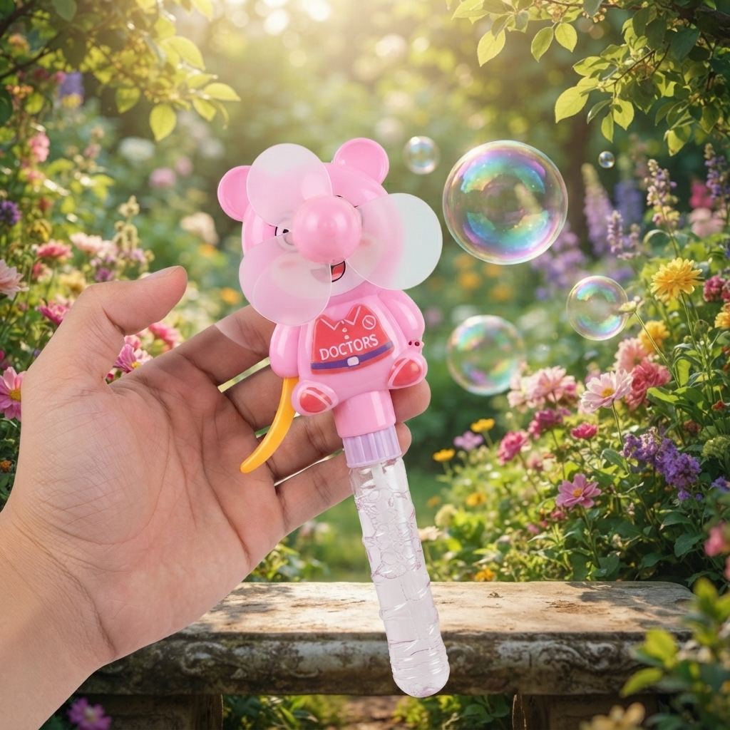 Bubble Manual Fan 2 In 1 - Toy Accessory Designed For Entertainment And Daily Play Routine (Random Color) thumbnail 2