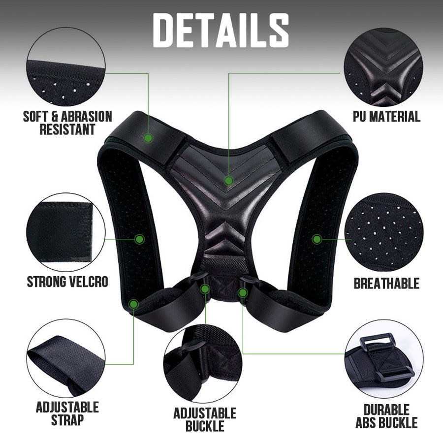 Adjustable Shoulder Back-Belt for Men & Women | Posture Support Brace Free Size thumbnail 4