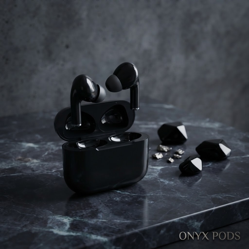 Premium Black AirPods – Wireless Bluetooth Earbuds with Smart Touch, Powerful Bass & Stylish . thumbnail 2