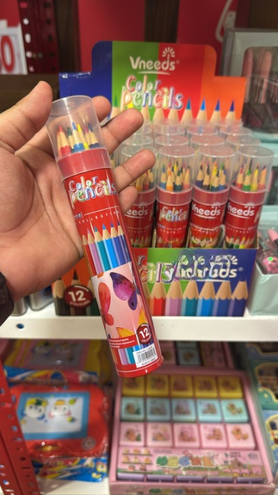 Vneeds School Collection Color Pencils 12 Colors Tube Pack Drawing Set thumbnail 4
