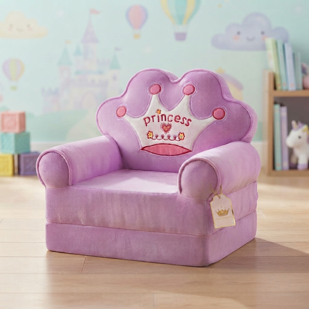 Kids Princess Foldable Sofa Chair Comfortable Cartoon Seating Chair For Children thumbnail 2