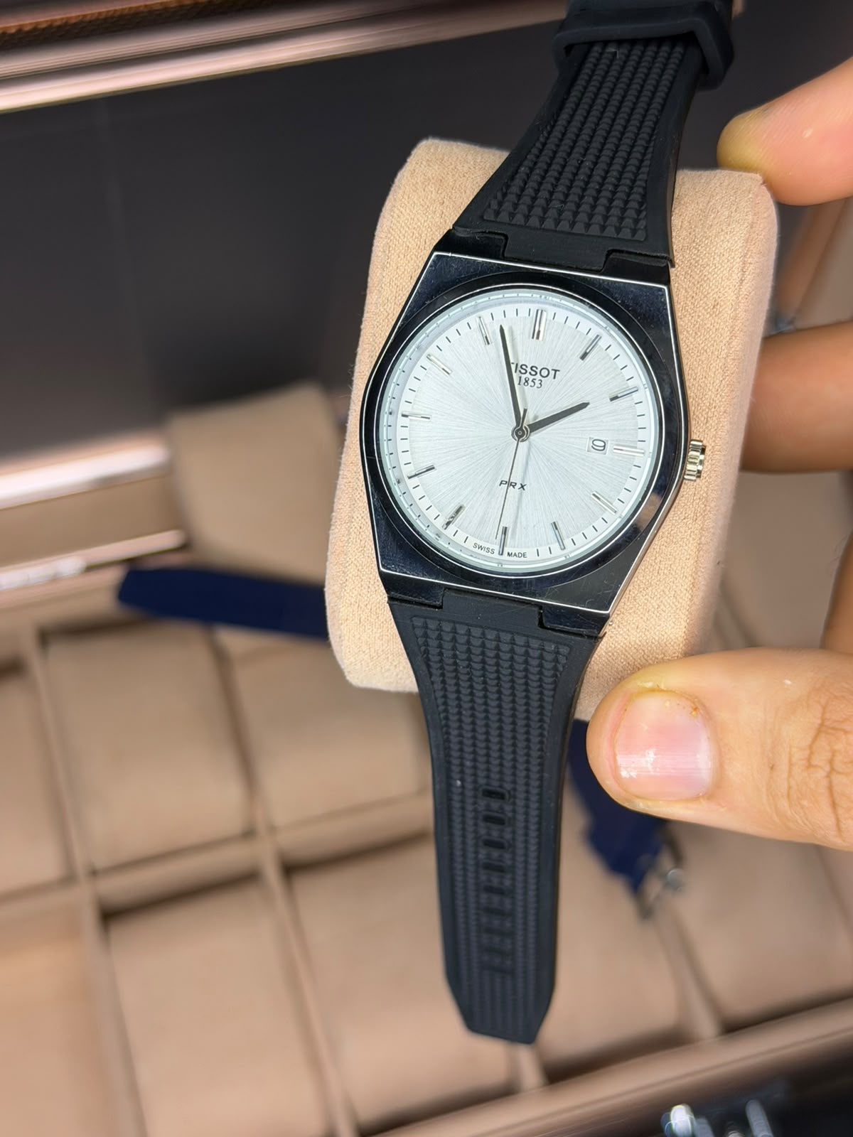 Tissot PRX Inspired Men's Watch - Textured Rubber Strap with Date Display