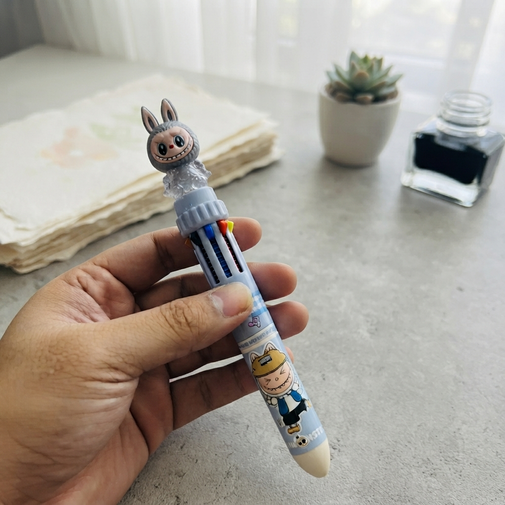 Labubu 10 Color Ballpoint Pen - Stationery Accessory Designed For Writing And Daily Office Routine (Random Color)