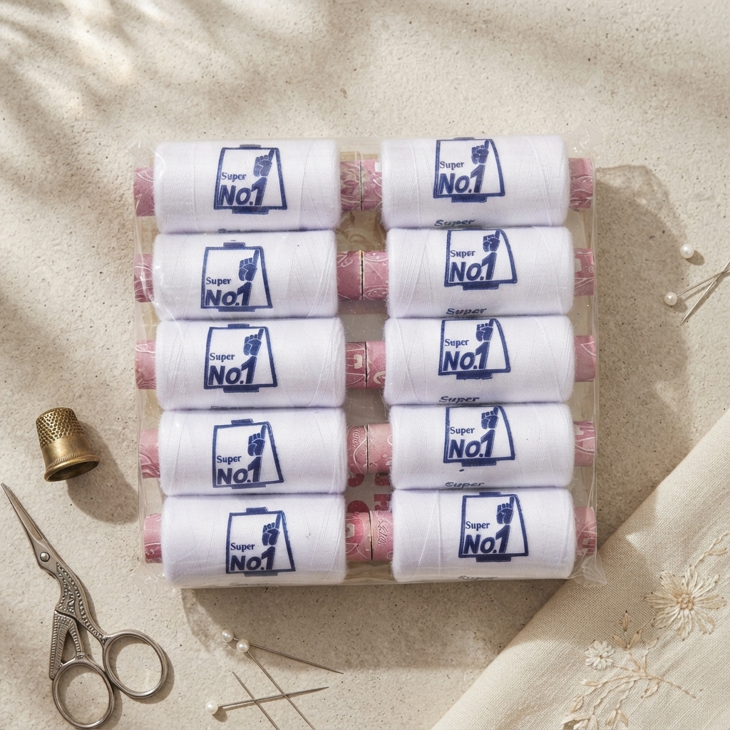 Super No.1 Sewing Thread Pack – High Quality Durable Sewing Thread 10 Spools Per Packet | White