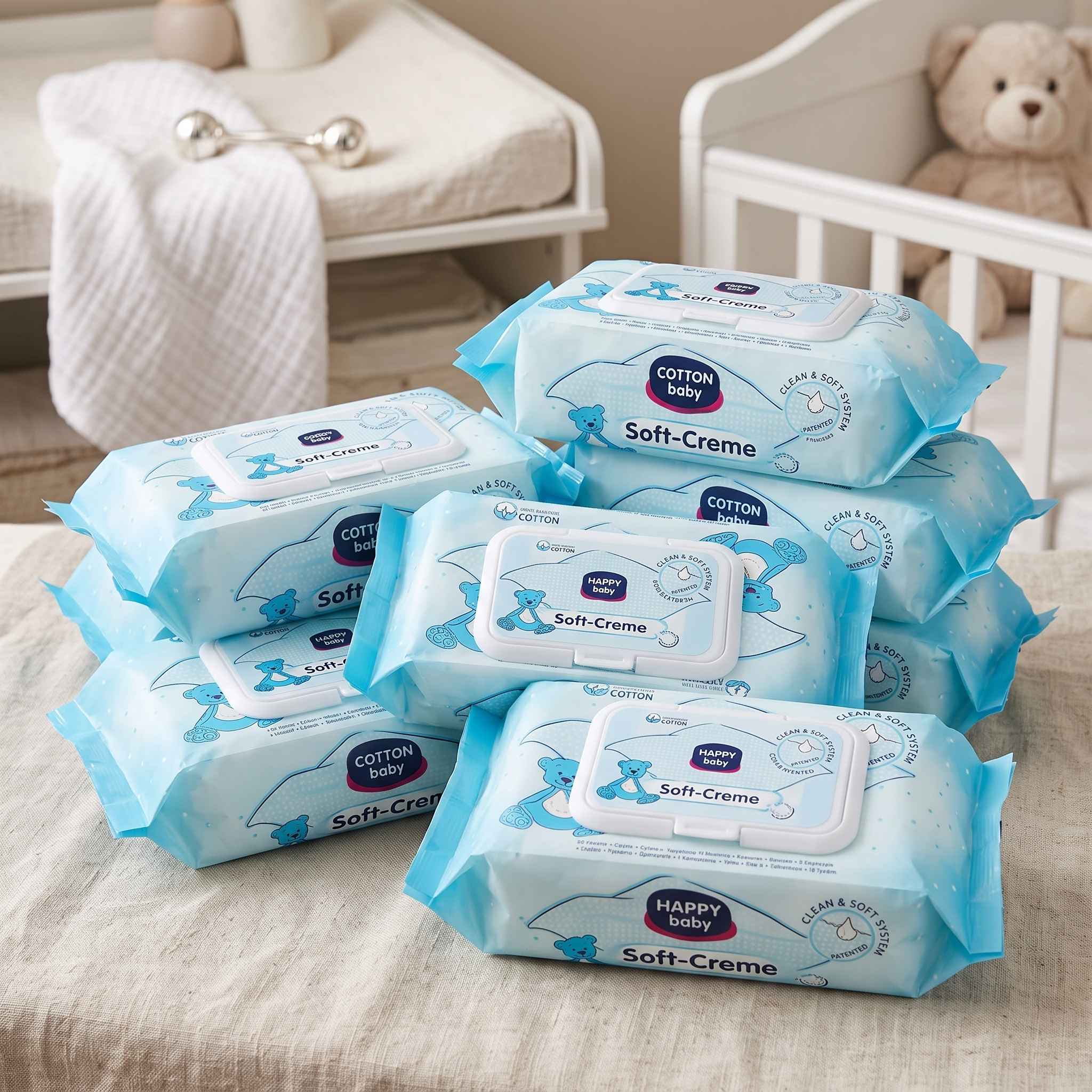Soft-Creme Baby Wipes | 100% Cotton | Alcohol Free | Best Quality with light Fragrance thumbnail 3