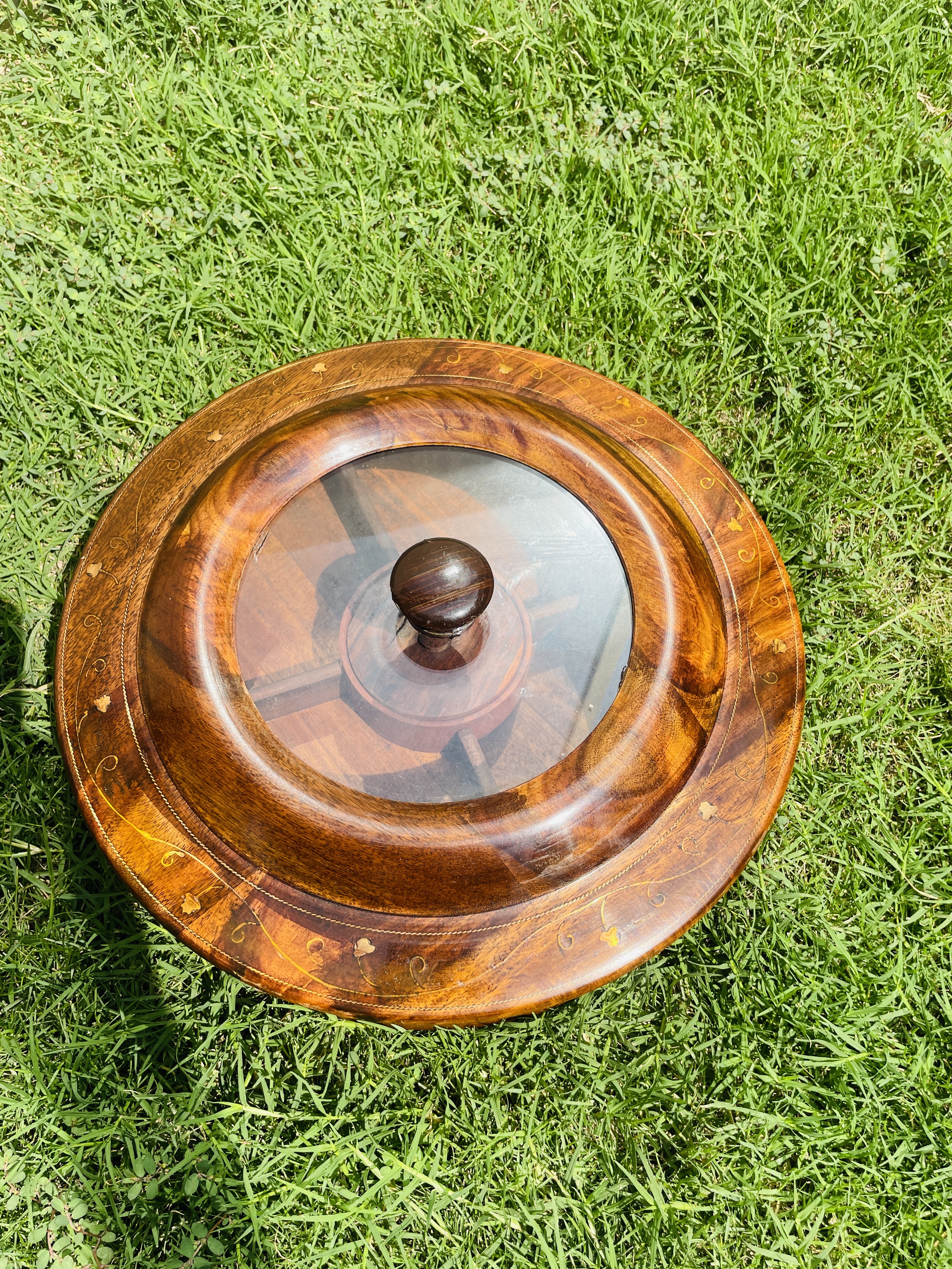 Beautiful Wooden Dry Fruit Pot With A Glass Top Lid