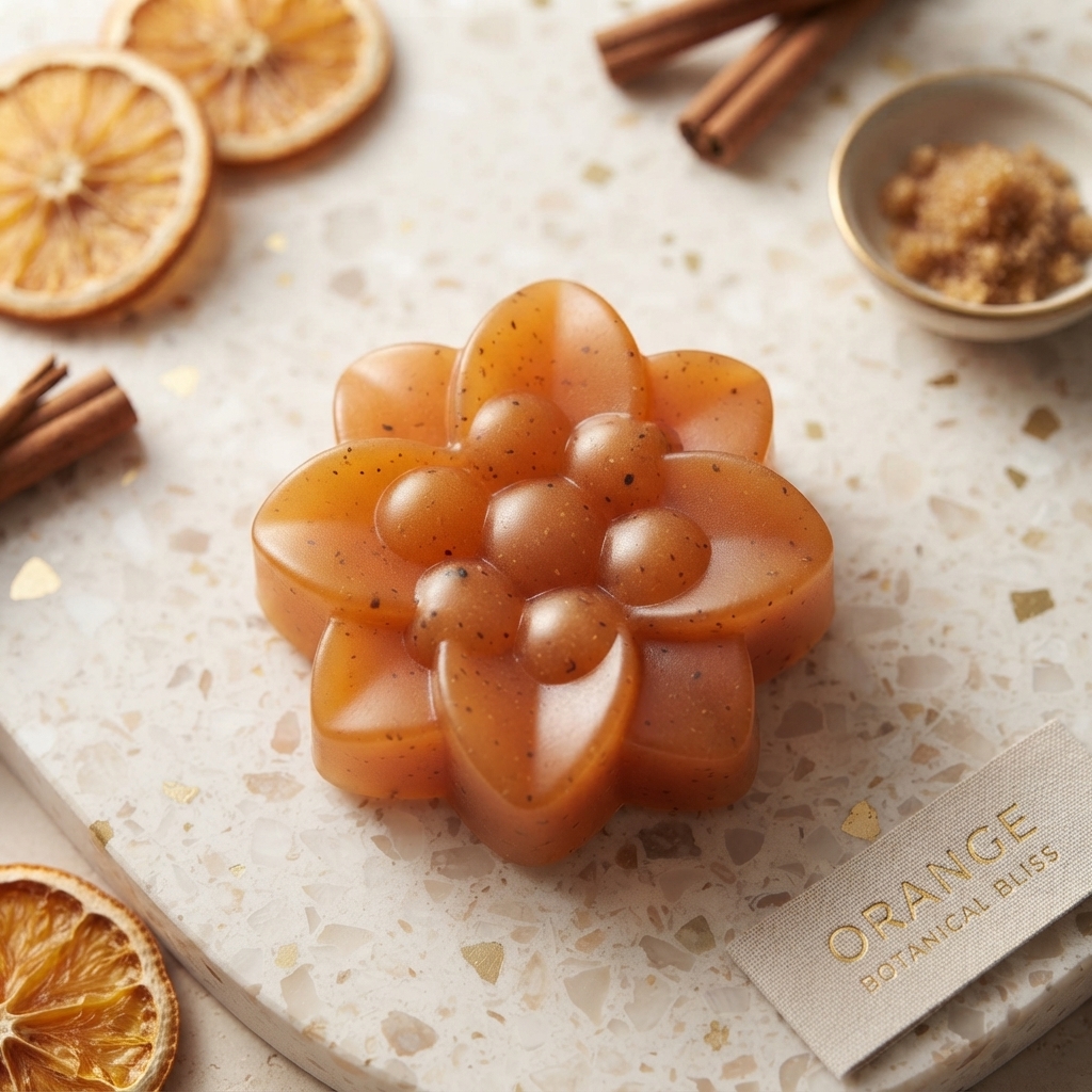 Orange Bliss Handmade Organic Soap | Orange Peel Powder, Jojoba Oil & Orange Oil | Natural Herbal Skin Care Soap 90g thumbnail 2