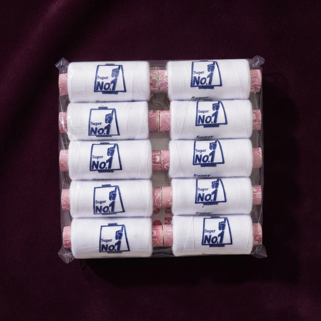 Super No.1 Sewing Thread Pack – High Quality Durable Sewing Thread 10 Spools Per Packet | White thumbnail 3