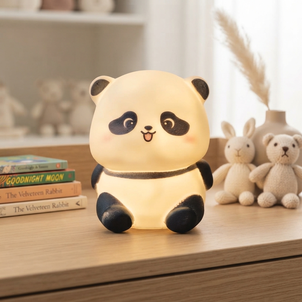 Cute Mini Panda LED Night Light Rechargeable Touch Lamp Adorable Portable Silicone Night Light For Kids Bedroom And Nursery Illumination thumbnail 2